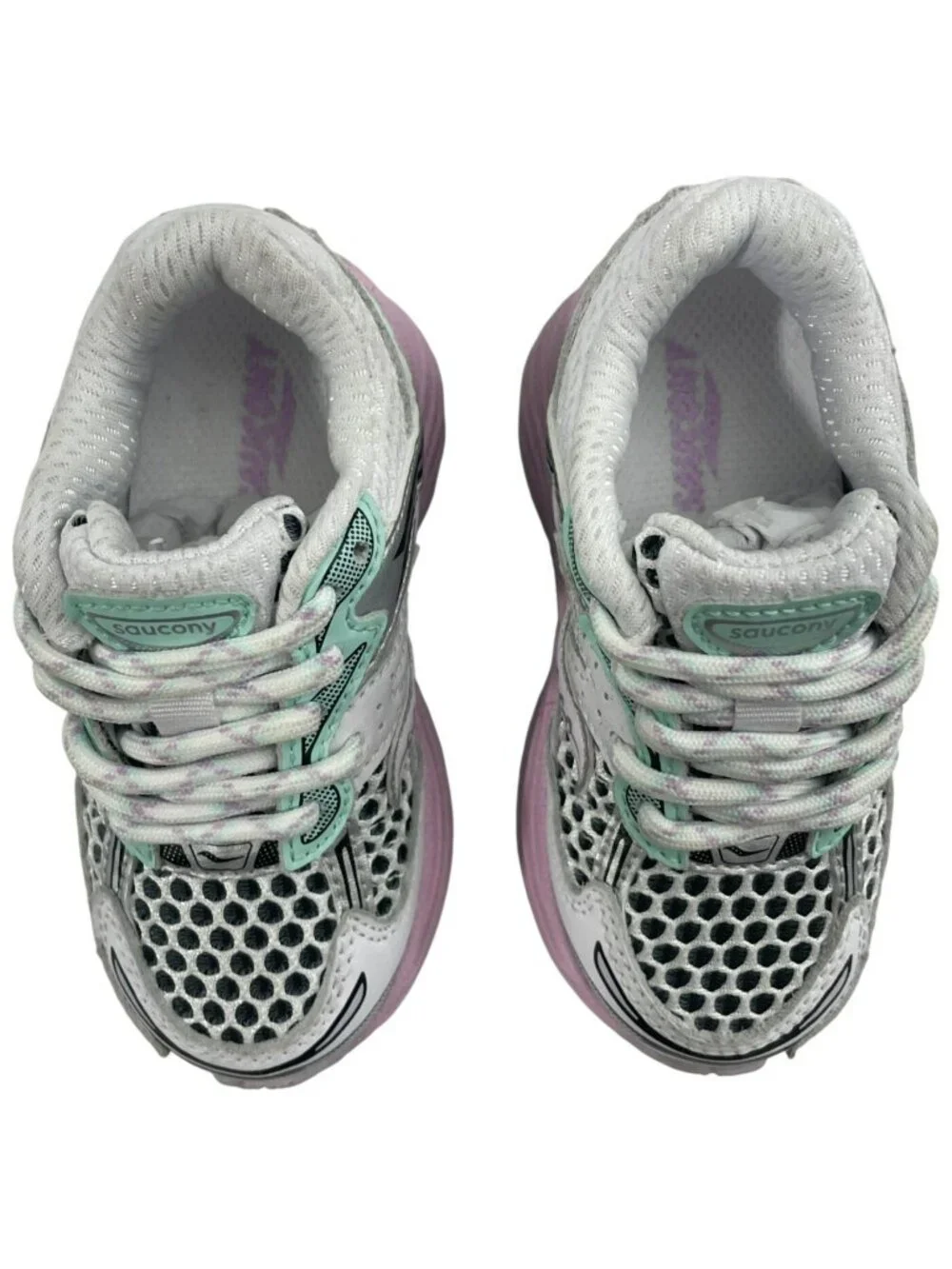 Saucony Omni 9 Sneakers White Mint Pink Running Shoes Kids Size 6 (Medium) NEW - Picture 6 of 9